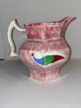 Load image into Gallery viewer, Spatterware Peafowl Large Water Pitcher Red Spatter Ca. 1830
