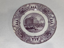 Load image into Gallery viewer, Historical Staffordshire Purple Transfer Great Fire New York Plate Ca 1835
