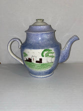 Load image into Gallery viewer, Spatterware Spatter Blue Fort Pattern Teapot Ca. 1830
