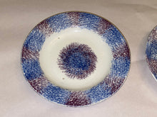 Load image into Gallery viewer, Staffordshire Spatterware Pair Of Cup Plates Rainbow Spatter Purple Blue 1830
