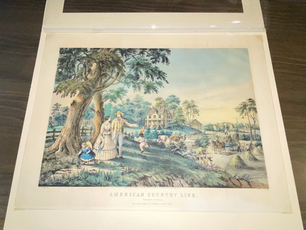 Original N. Currier & Ives Print American Country Life Summers Evening Large