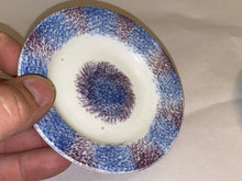 Load image into Gallery viewer, Staffordshire Spatterware Pair Of Cup Plates Rainbow Spatter Purple Blue 1830
