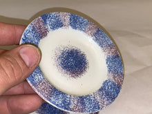 Load image into Gallery viewer, Staffordshire Spatterware Pair Of Cup Plates Rainbow Spatter Purple Blue 1830
