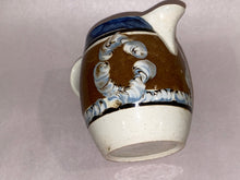 Load image into Gallery viewer, Staffordshire Mochaware Barrel Form Creamer with Earthworm Blue Coggled Rim Ca. 1820
