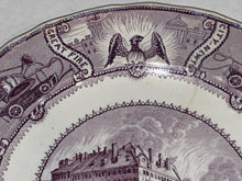 Load image into Gallery viewer, Historical Staffordshire Purple Transfer Great Fire New York Plate Ca 1835
