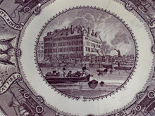 Load image into Gallery viewer, Historical Staffordshire Purple Transfer Great Fire New York Plate Ca 1835
