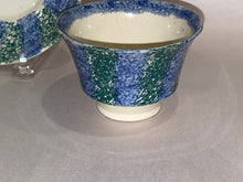 Load image into Gallery viewer, Spatterware Blue and Teal Green Cup and Saucer Ca. 1830
