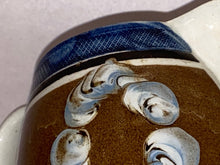 Load image into Gallery viewer, Staffordshire Mochaware Barrel Form Creamer with Earthworm Blue Coggled Rim Ca. 1820
