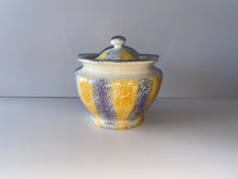 Load image into Gallery viewer, Staffordshire Spatterware Spatter Sugar Bowl Yellow And Purple Scarce Colors
